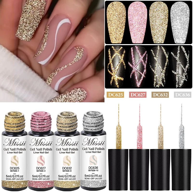 GlamLine™ Pro – Reflecterende Glitter Nail Liner Set | Nail Art