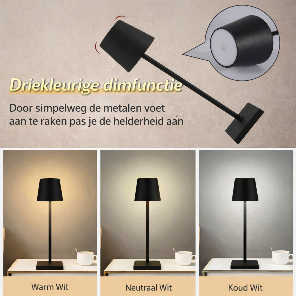 draadloze led tafellamp met warm sfeervol licht