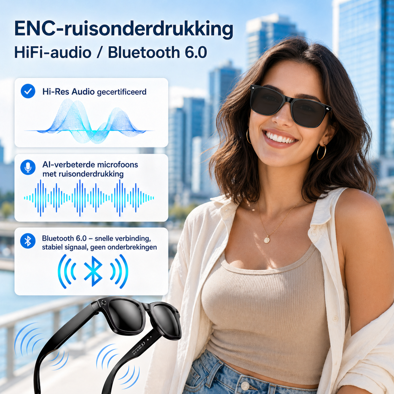 VisionAI Pro – Slimme AI Camera Bril met 4K Camera, Vertaling & Bluetooth