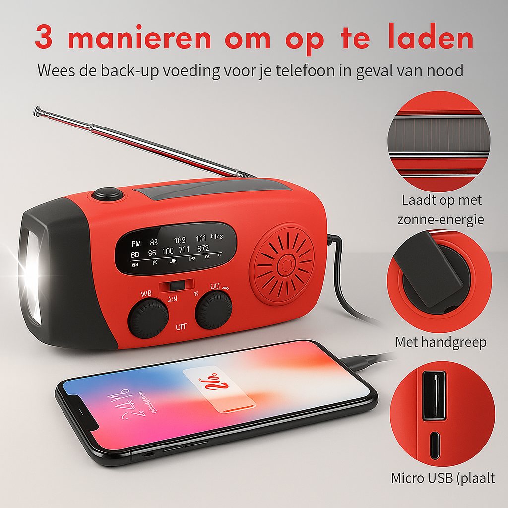draagbare noodradio met zaklamp