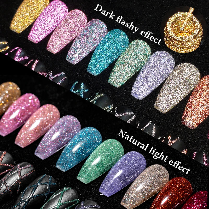 GlamLine™ Pro – Reflecterende Glitter Nail Liner Set | Nail Art