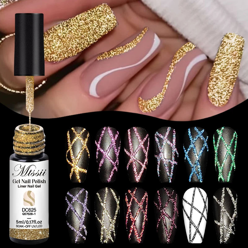 GlamLine™ Pro – Reflecterende Glitter Nail Liner Set | Nail Art