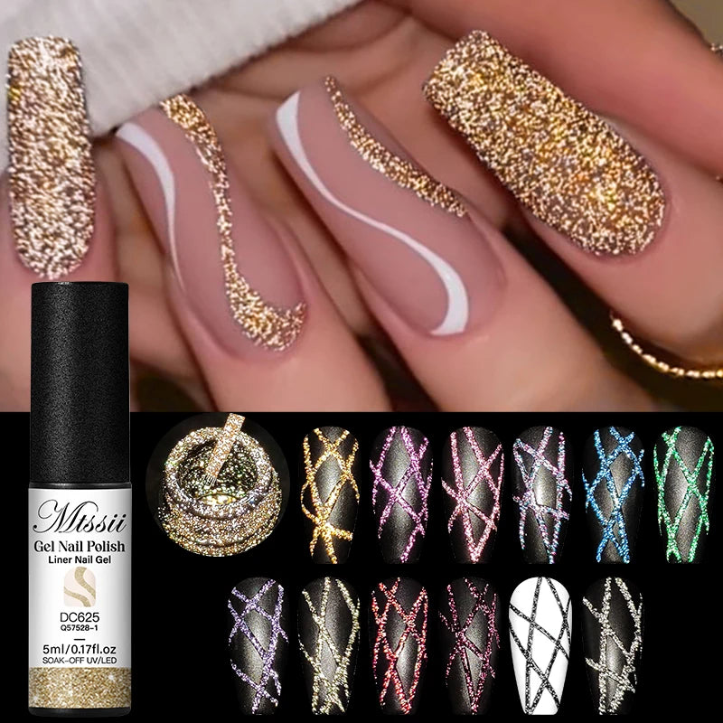 GlamLine™ Pro – Reflecterende Glitter Nail Liner Set | Nail Art