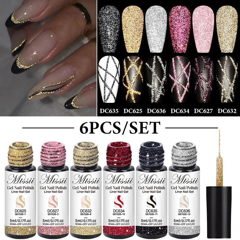 GlamLine™ Pro – Reflecterende Glitter Nail Liner Set | Nail Art