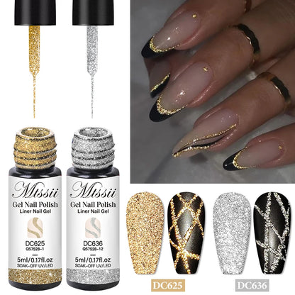 GlamLine™ Pro – Reflecterende Glitter Nail Liner Set | Nail Art